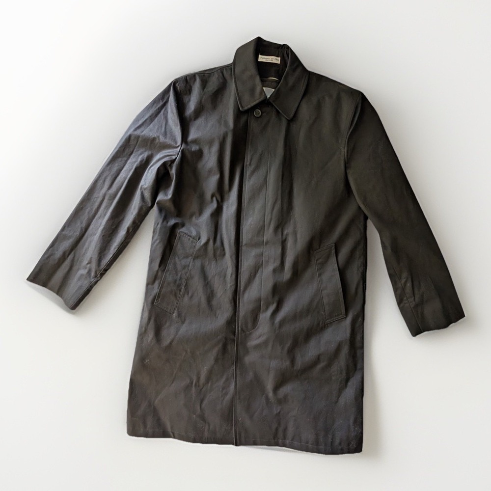 Murphy & Hartelius Trench Coat Mens 38R Black Hidden Button‎ Professional Preppy